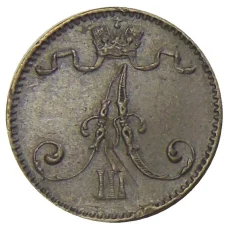 Монета 1 пенни 1892 года Русская Финляндия (реверс)