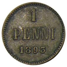 Монета 1 пенни 1893 года Русская Финляндия (аверс)