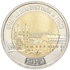 Монета 5 злотых 2024 года Польша «Открой для себя Польшу — Бенедиктинское аббатство» (аверс)