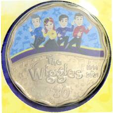 Монета 30 центов 2021 года Австралия — 30 лет музыкальной группе Wiggles (танцуют, в буклете) (аверс)