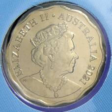 Монета 30 центов 2021 года Австралия — 30 лет музыкальной группе Wiggles (танцуют, в буклете) (реверс)