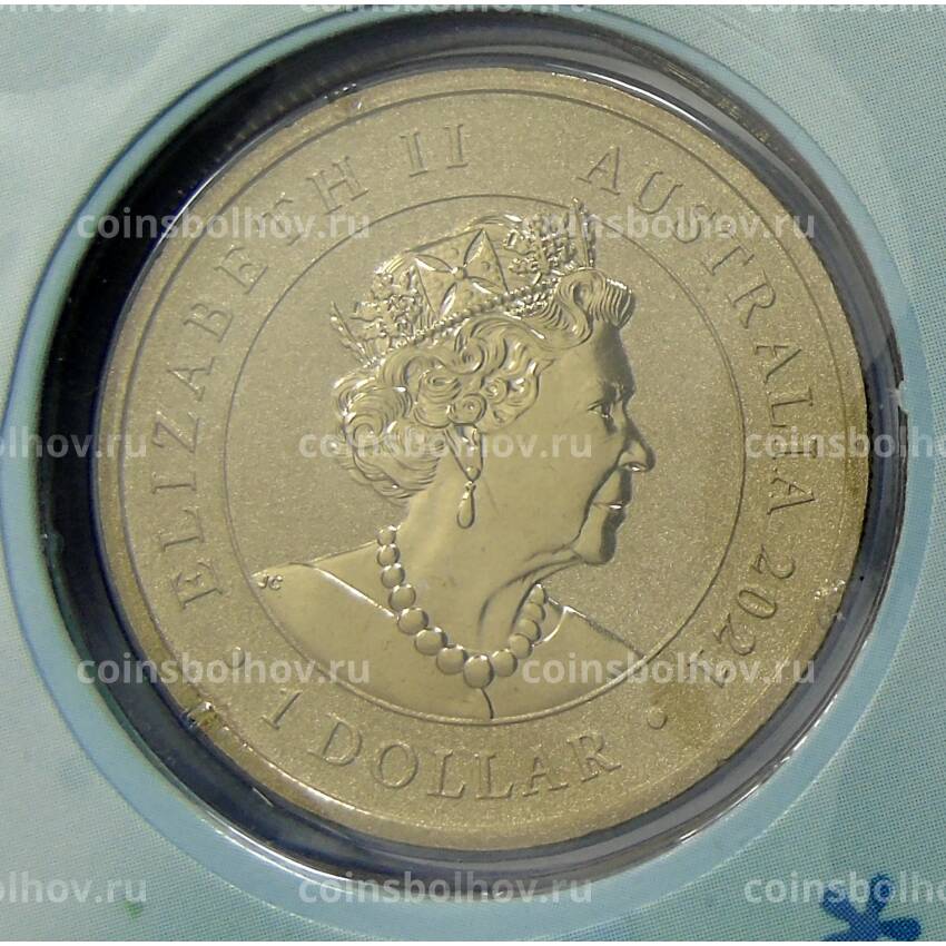 Монета 1 доллар 2021 года Австралия — с днем рождения!  (в конверте с маркой) (вид 2)