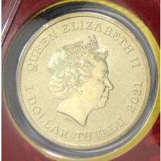 Монета 1 доллар 2021 года Тувалу — Китайский новый год (в конверте с маркой) (реверс)