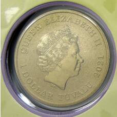 Монета 1 доллар 2021 года Тувалу — Великолепный пёстрый голубь (в конверте с маркой) (реверс)