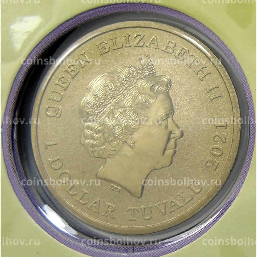 Монета 1 доллар 2021 года Тувалу — Великолепный пёстрый голубь (в конверте с маркой) (вид 2)