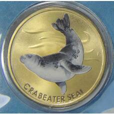 Монета 1 доллар 2018 года Тувалу — Тюлень-крабоед (в конверте с маркой) (аверс)