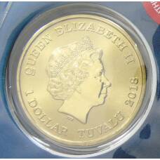 Монета 1 доллар 2018 года Тувалу — Тюлень-крабоед (в конверте с маркой) (реверс)