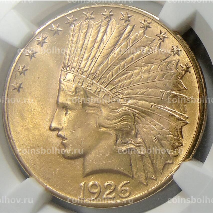Монета 10 долларов 1926 года США «Орел» (в слабе NGC MS 63)