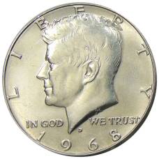 Монета 1/2 доллара (50 центов) 1968 года D США (аверс)