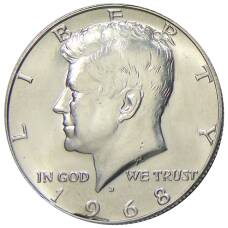 Монета 1/2 доллара (50 центов) 1968 года D США (аверс)