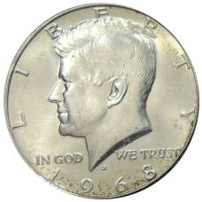 Монета 1/2 доллара (50 центов) 1968 года D США (аверс)