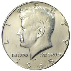 Монета 1/2 доллара (50 центов) 1968 года D США (аверс)