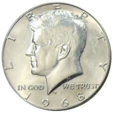 Монета 1/2 доллара (50 центов) 1968 года D США (аверс)