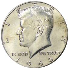 Монета 1/2 доллара (50 центов) 1966 года США (аверс)