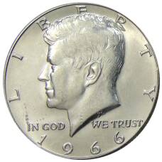 Монета 1/2 доллара (50 центов) 1966 года США (аверс)