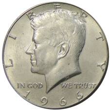 Монета 1/2 доллара (50 центов) 1966 года США (аверс)