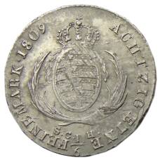 Монета 1/6 талера 1809 года Германские государства — Саксония (реверс)