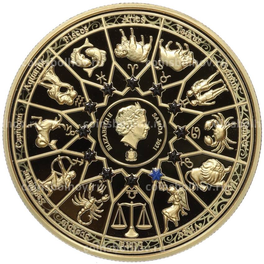 Монета 20 центов 2021 года Самоа «12 Олимпийских богов в зодиаке — Деметра и Дева» (вид 2)