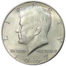 Монета 1/2 доллара (50 центов) 1967 года США (аверс)