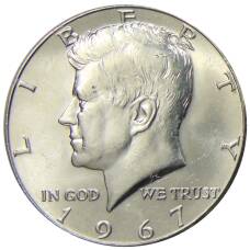 Монета 1/2 доллара (50 центов) 1967 года США (аверс)
