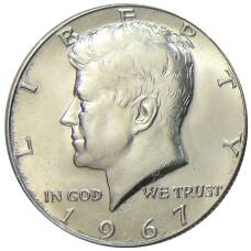 Монета 1/2 доллара (50 центов) 1967 года США (аверс)