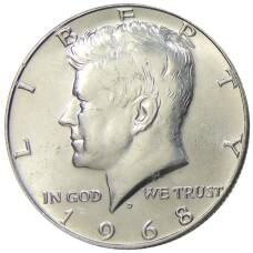 Монета 1/2 доллара (50 центов) 1968 года D США (аверс)