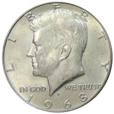 Монета 1/2 доллара (50 центов) 1968 года D США (аверс)