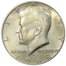 Монета 1/2 доллара (50 центов) 1968 года D США (аверс)
