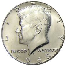 Монета 1/2 доллара (50 центов) 1968 года D США (аверс)