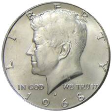Монета 1/2 доллара (50 центов) 1968 года D США (аверс)