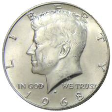 Монета 1/2 доллара (50 центов) 1968 года D США (аверс)