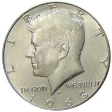 Монета 1/2 доллара (50 центов) 1968 года D США (аверс)