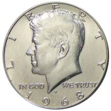 Монета 1/2 доллара (50 центов) 1968 года D США (аверс)