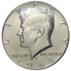 Монета 1/2 доллара (50 центов) 1968 года D США (аверс)
