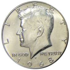 Монета 1/2 доллара (50 центов) 1968 года D США (аверс)