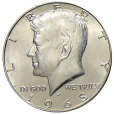 Монета 1/2 доллара (50 центов) 1968 года D США (аверс)