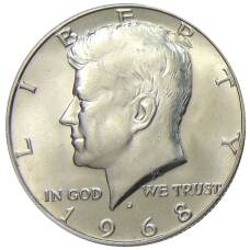 Монета 1/2 доллара (50 центов) 1968 года D США (аверс)