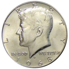 Монета 1/2 доллара (50 центов) 1968 года D США (аверс)