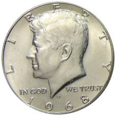 Монета 1/2 доллара (50 центов) 1968 года D США (аверс)