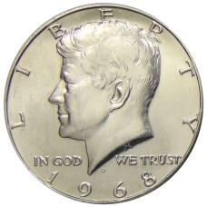 Монета 1/2 доллара (50 центов) 1968 года D США (аверс)