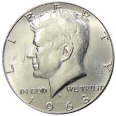 Монета 1/2 доллара (50 центов) 1968 года D США (аверс)