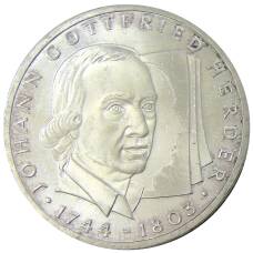 Монета 10 марок 1994 года G Германия — 250 лет со дня рождения Иоганна Готфрида Гердера (аверс)
