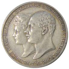 Монета 2 марки 1904 года A Германия (Мекленбург-Шверин) — Свадьба Герцога Фридриха Франца IV (аверс)