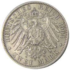 Монета 2 марки 1904 года A Германия (Мекленбург-Шверин) — Свадьба Герцога Фридриха Франца IV (реверс)