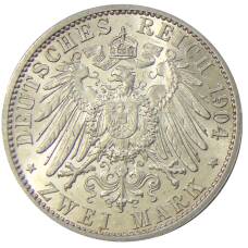 Монета 2 марки 1904 года Германия (Гессен) — 400 лет со дня рождения Филиппа I Великодушного (реверс)