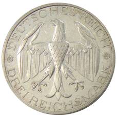 Монета 3 рейхсмарки 1929 года Германии — Объединение Вальдека и Пруссии (реверс)