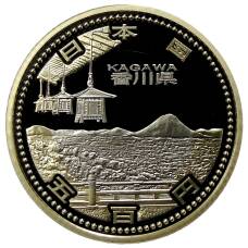 Монета 500 йен 2014 года Япония 47 префектур Японии — Кагава (в коробке) (аверс)