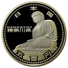 Монета 500 йен 2012 года Япония 47 префектур Японии — Канагава (в коробке) (аверс)