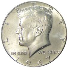 Монета 1/2 доллара (50 центов) 1967 года США (аверс)
