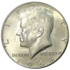 Монета 1/2 доллара (50 центов) 1968 года D США (аверс)
